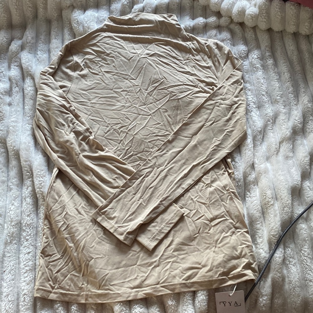 Tan/cream skin colored high neck long sleeve